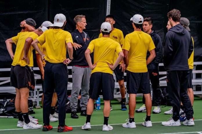 CMS men's tennis team at the 2020 DIII National Men’s Team Indoors.